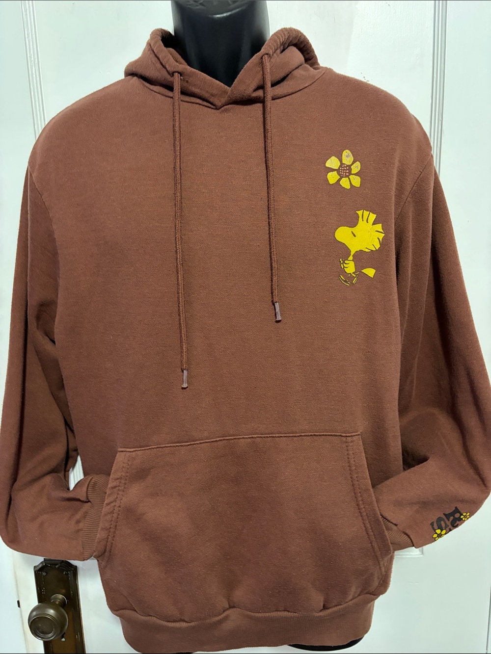 Peanuts Brown Hoodie with Yellow Woodstock Graphic Size Medium